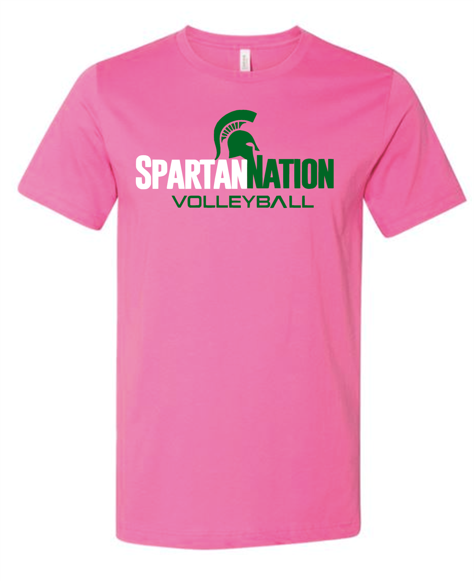 Spartan Nation Volleyball Pink Short Sleeve Bella Canvas T-Shirt